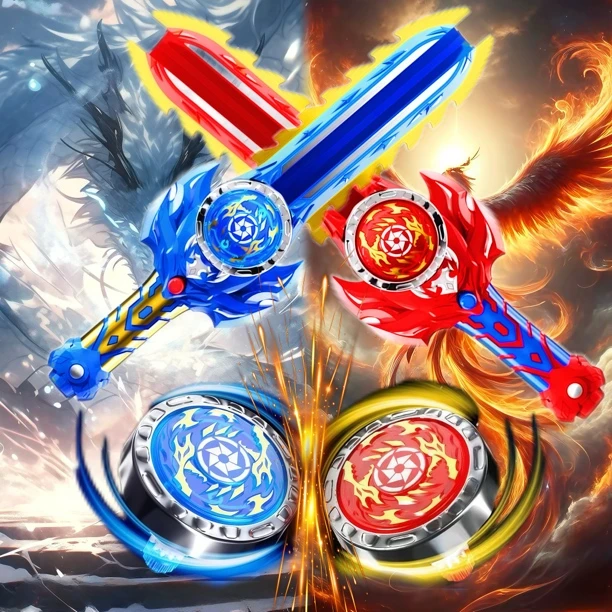 合金剑形发光陀螺玩具旋转发射器战神陀对战陀螺玩具男童6-12岁
