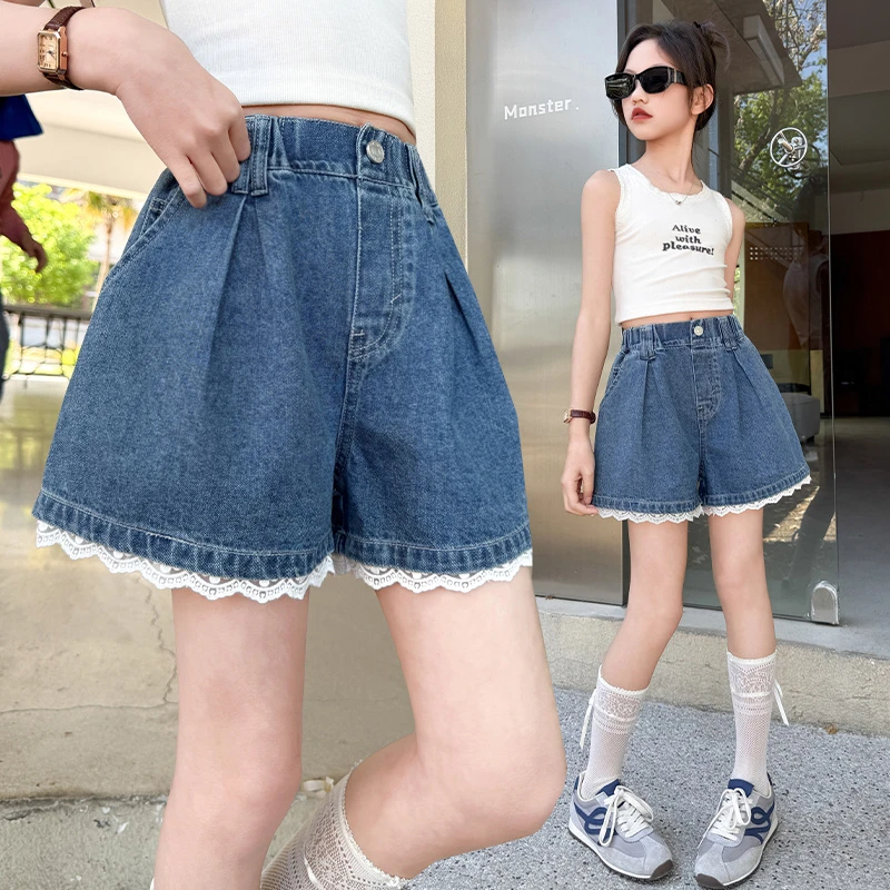 女童裤子中大童夏季薄款牛仔裤短裤洋气时尚潮流韩版女童牛仔裤