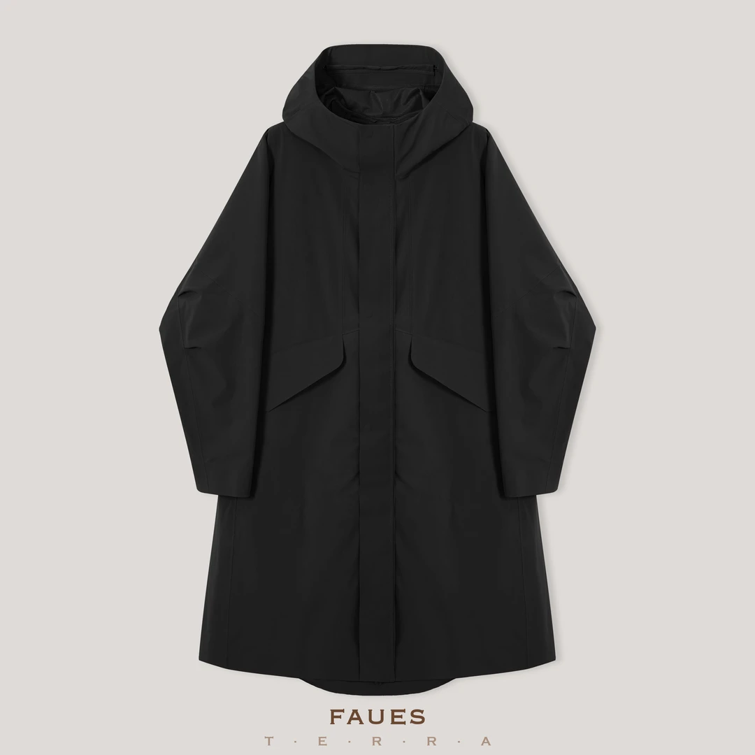 FAUES 无径山野 90白鹅绒防水防油无缝压胶两件式长款羽绒风衣