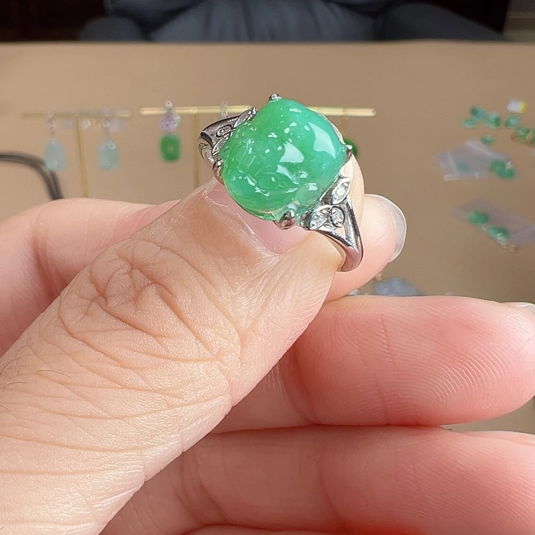 翡翠银S925镶嵌戒指戒指9