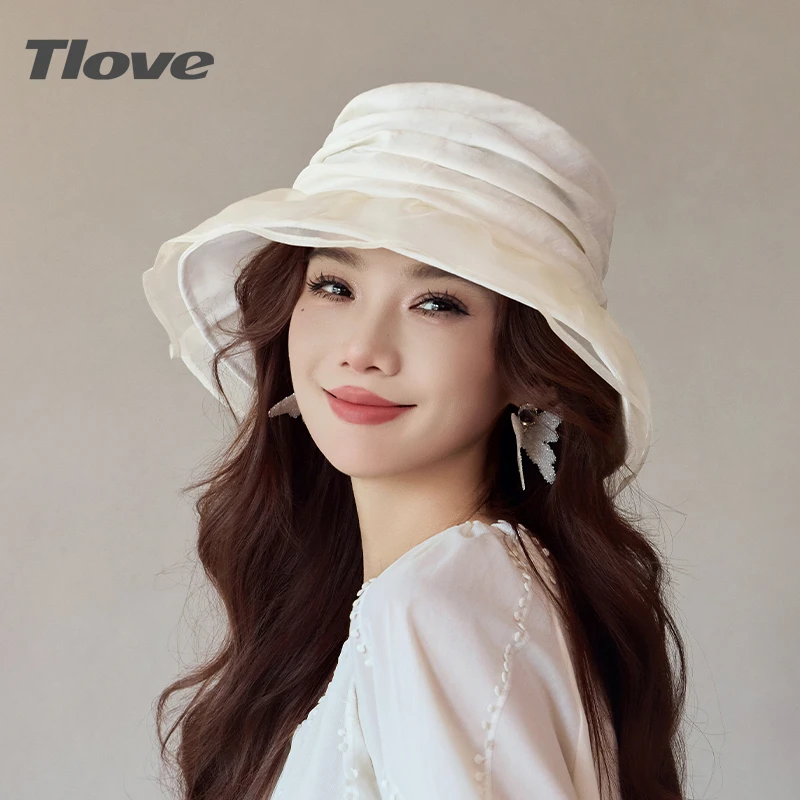 6780复古褶皱渔夫帽女春夏季遮阳防晒百搭时尚小众帽子