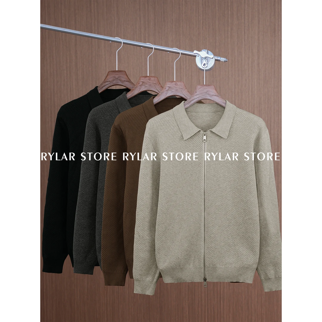 『日落沙丘 简约通勤』老钱风精棉混纺毛织休闲慵懒感针织外套男