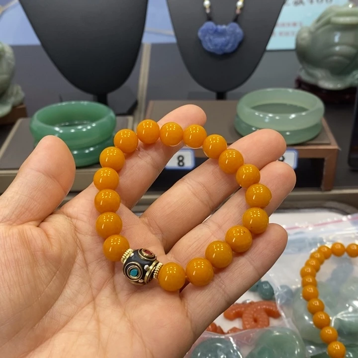 合金石英质玉（黄龙玉）戒指