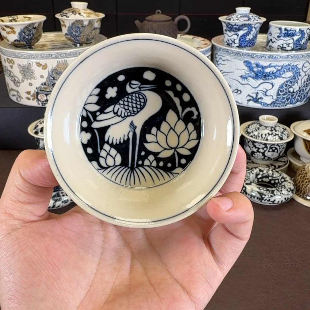 摆件一鹭莲科金鳞盏元经秘旨