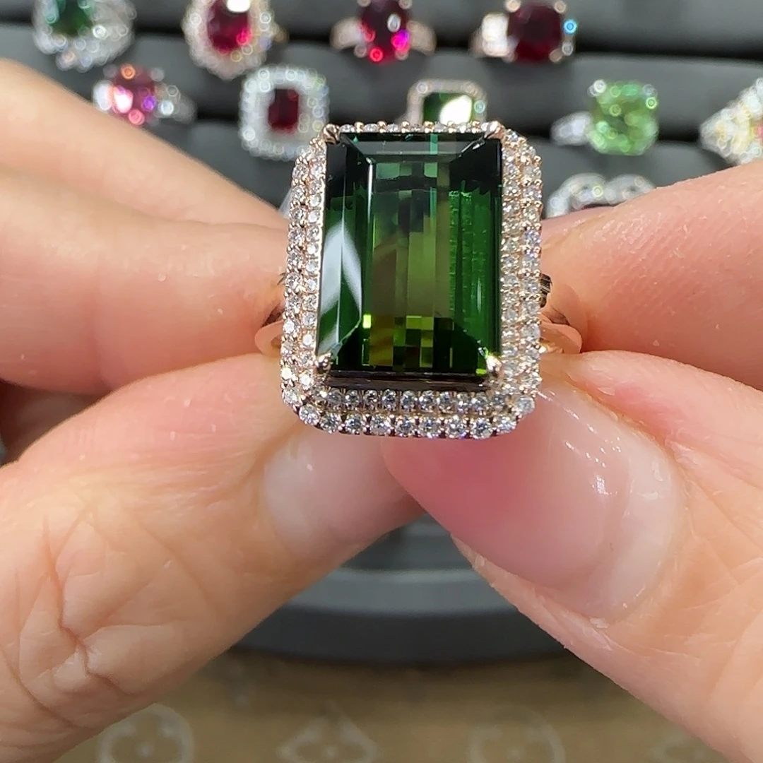 碧玺戒指18K金镶嵌6.06ct