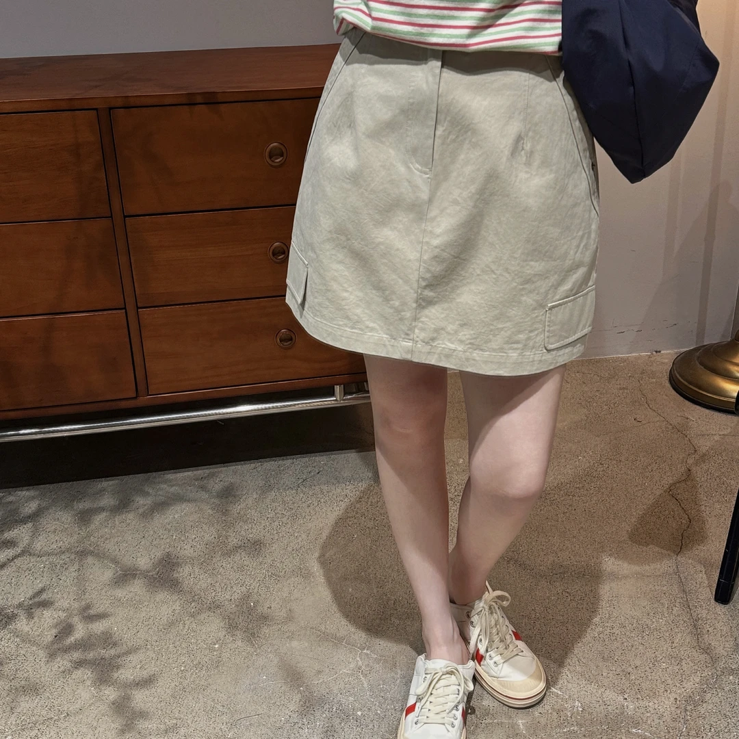 今婷韩系ins时尚休闲百搭气质慵懒风纯色潮流工装半裙-M25215302