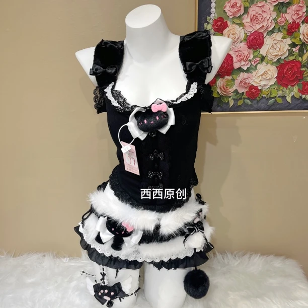 原创西西DD-77手作款夏季韩版可爱性感吊带辣妹日系甜美牛仔裤