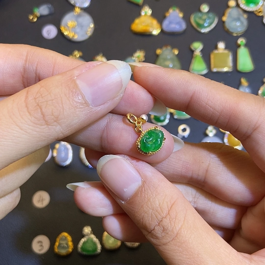 翡翠银S925镶嵌吊坠(不含链)