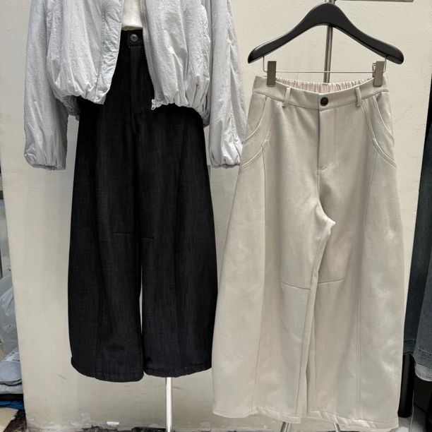 A-6226秋冬微加绒小弯刀阔腿裤