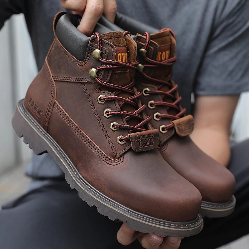 马丁靴男款高帮复古加绒工装靴疯马皮英伦潮流短皮靴机车骑行靴子