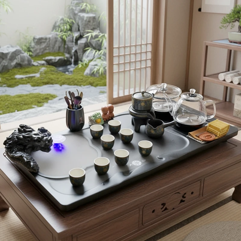 全自动烧水壶一体茶台整套茶盘桌面专用办公室高端泡茶具套装家用