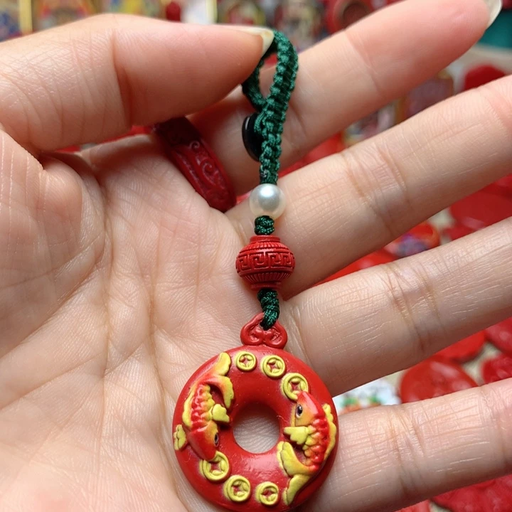 天然辰砂工艺品朱砂钥匙扣