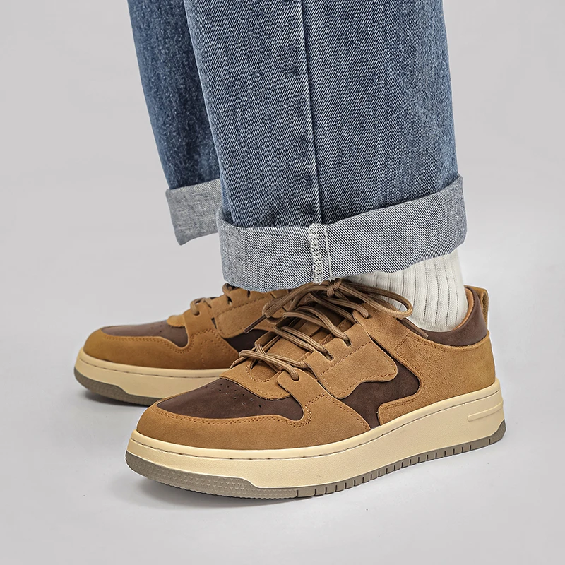 2025四季款男士户外休闲鞋百搭休闲板鞋透气系带厚底潮鞋潮流复古