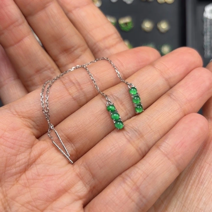 翡翠银S925镶嵌耳饰