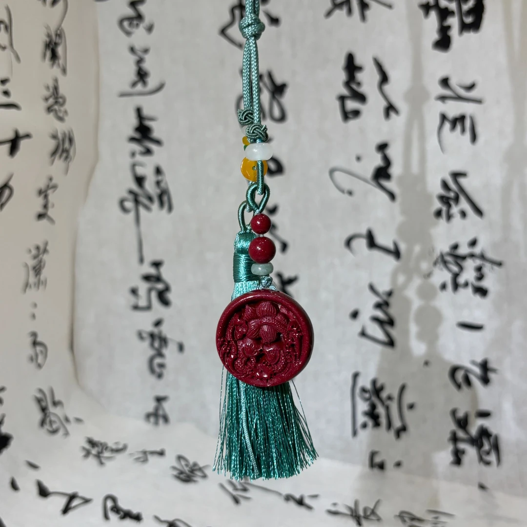 含辰砂工艺品天然辰砂紫砂流苏挂件