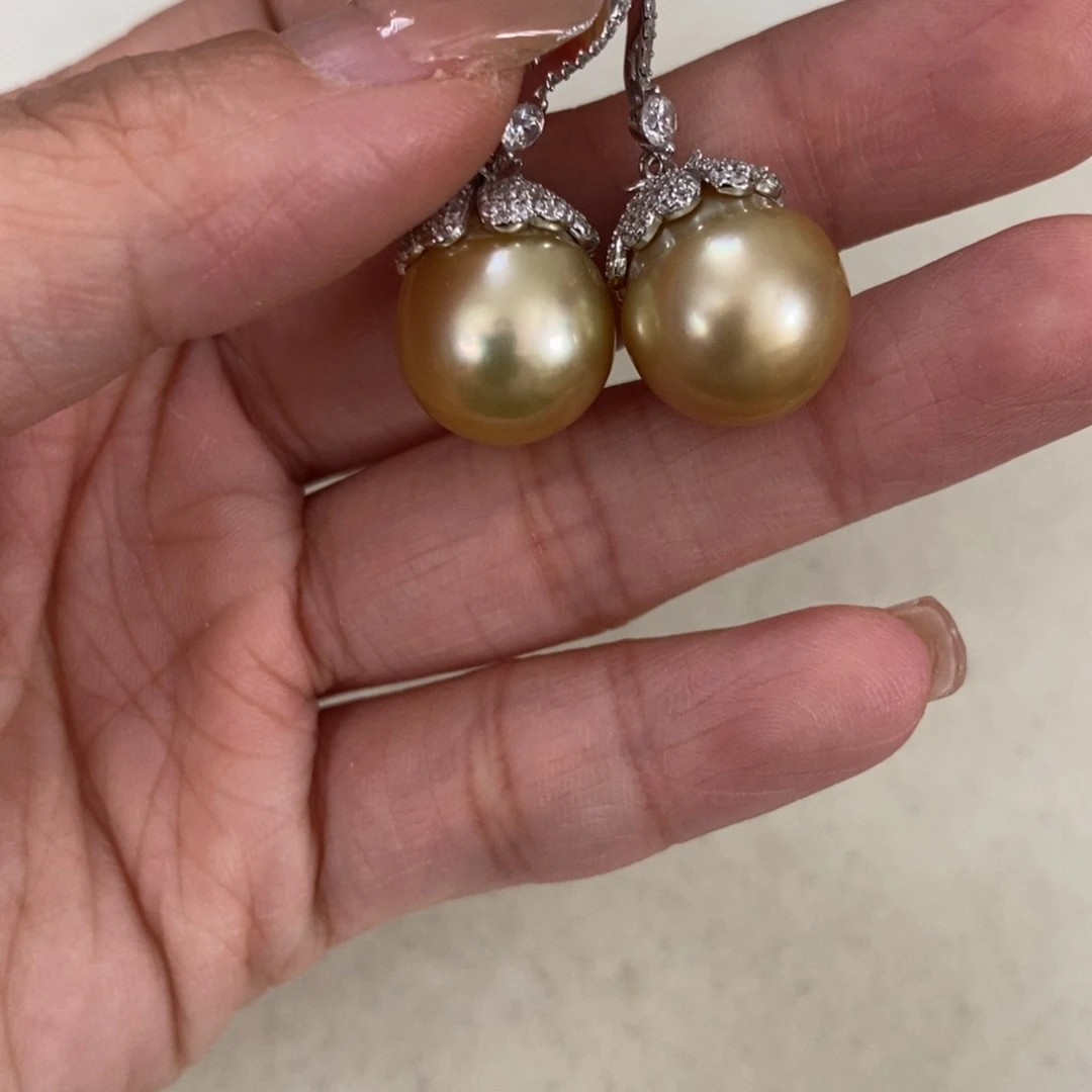 银S925镶嵌海水珍珠耳饰