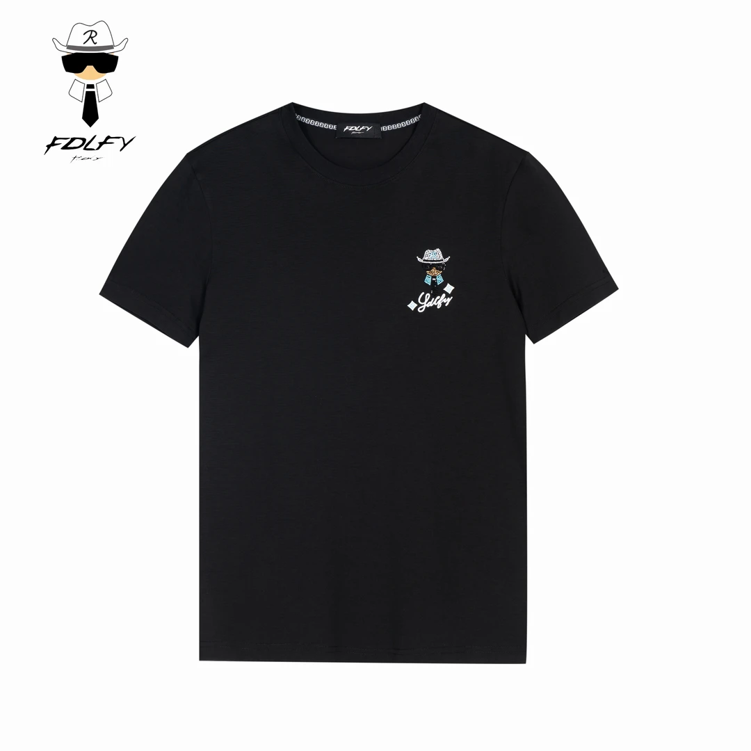 FDLFY老佛爷夏季T恤纯棉短袖简约春夏户外休闲圆领男装百搭舒适