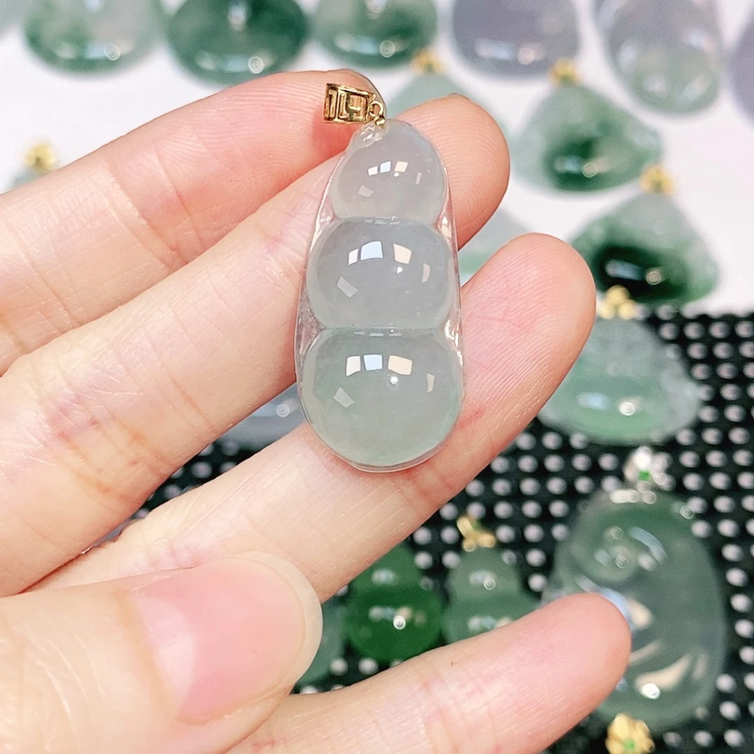 吊坠(不含链)18K金镶嵌翡翠