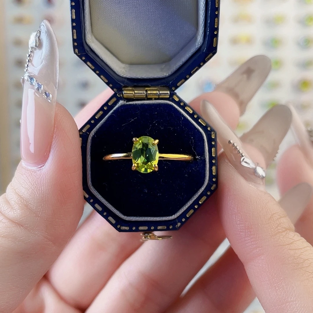 银S925镶嵌戒指橄榄石简约款戒指