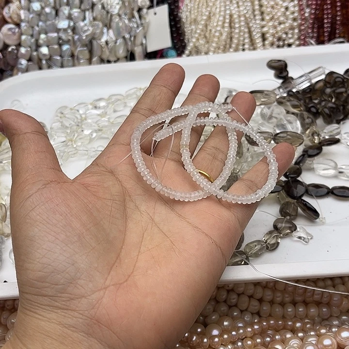 玛瑙/玉髓未镶嵌珠宝半成品一条4/2mm白水晶算盘珠