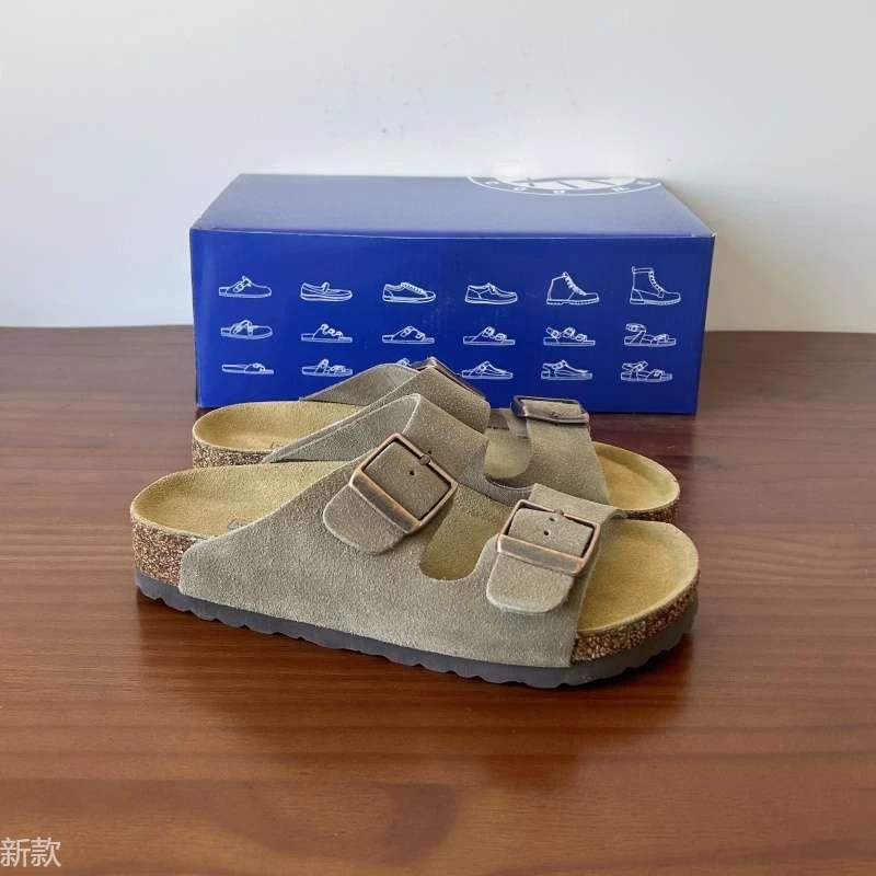 勃肯鞋真牛皮橡木底真皮二字拖鞋男女夏季时尚外穿博肯凉鞋凉拖鞋