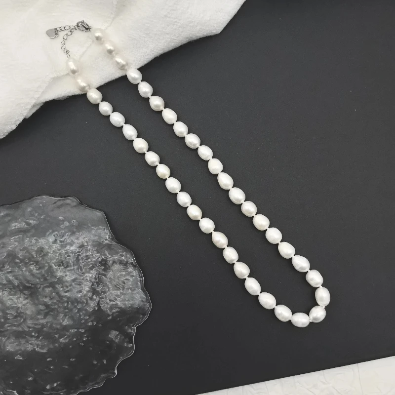 合金项链 米型珍珠项链7-8mm时尚简约白色