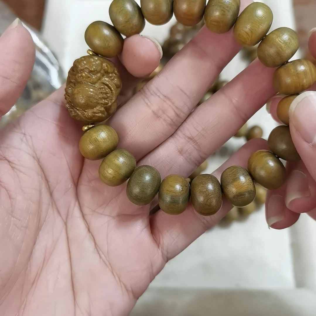 维腊木（绿檀）手串/手链14mm算盘
