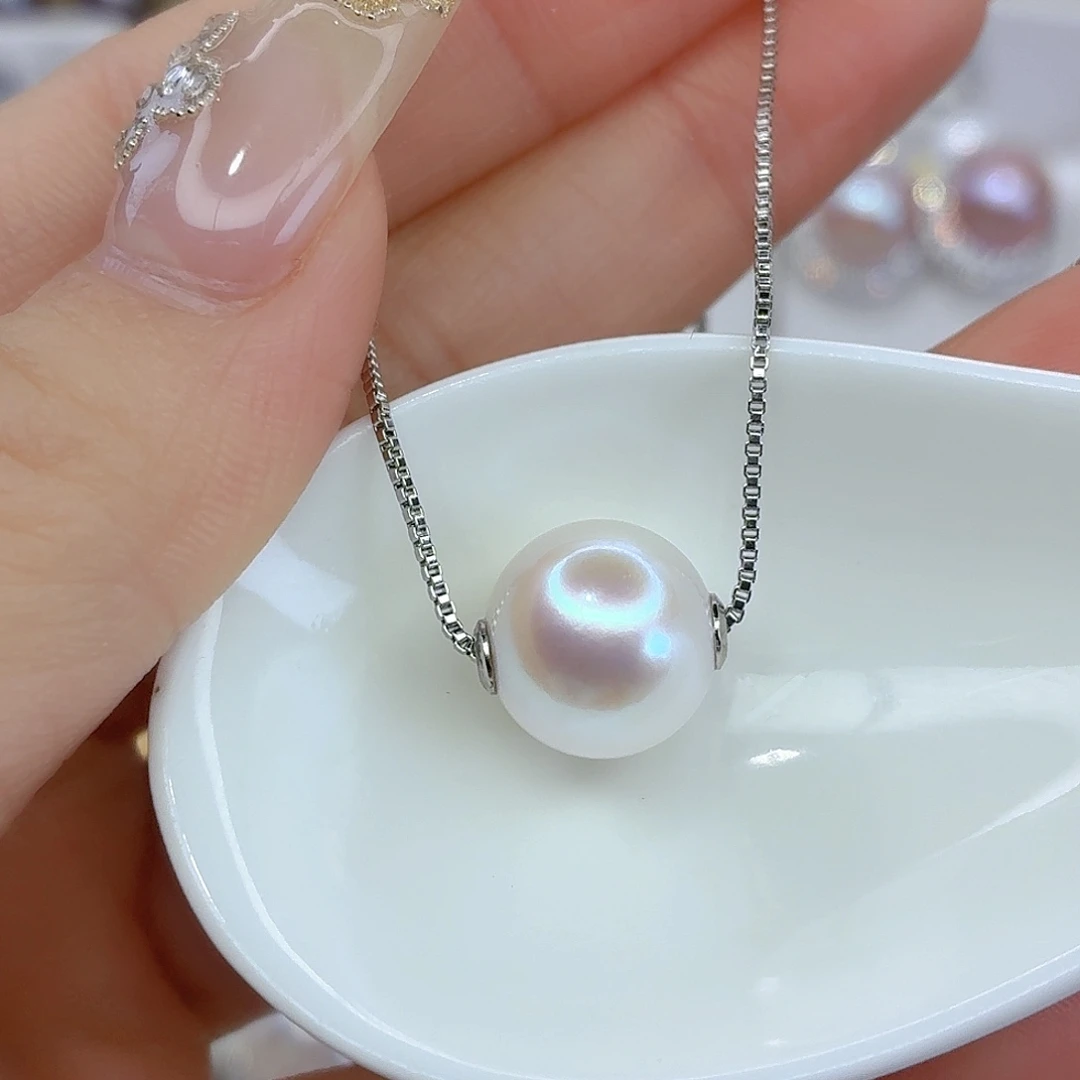 银S925镶嵌淡水珍珠颈饰F