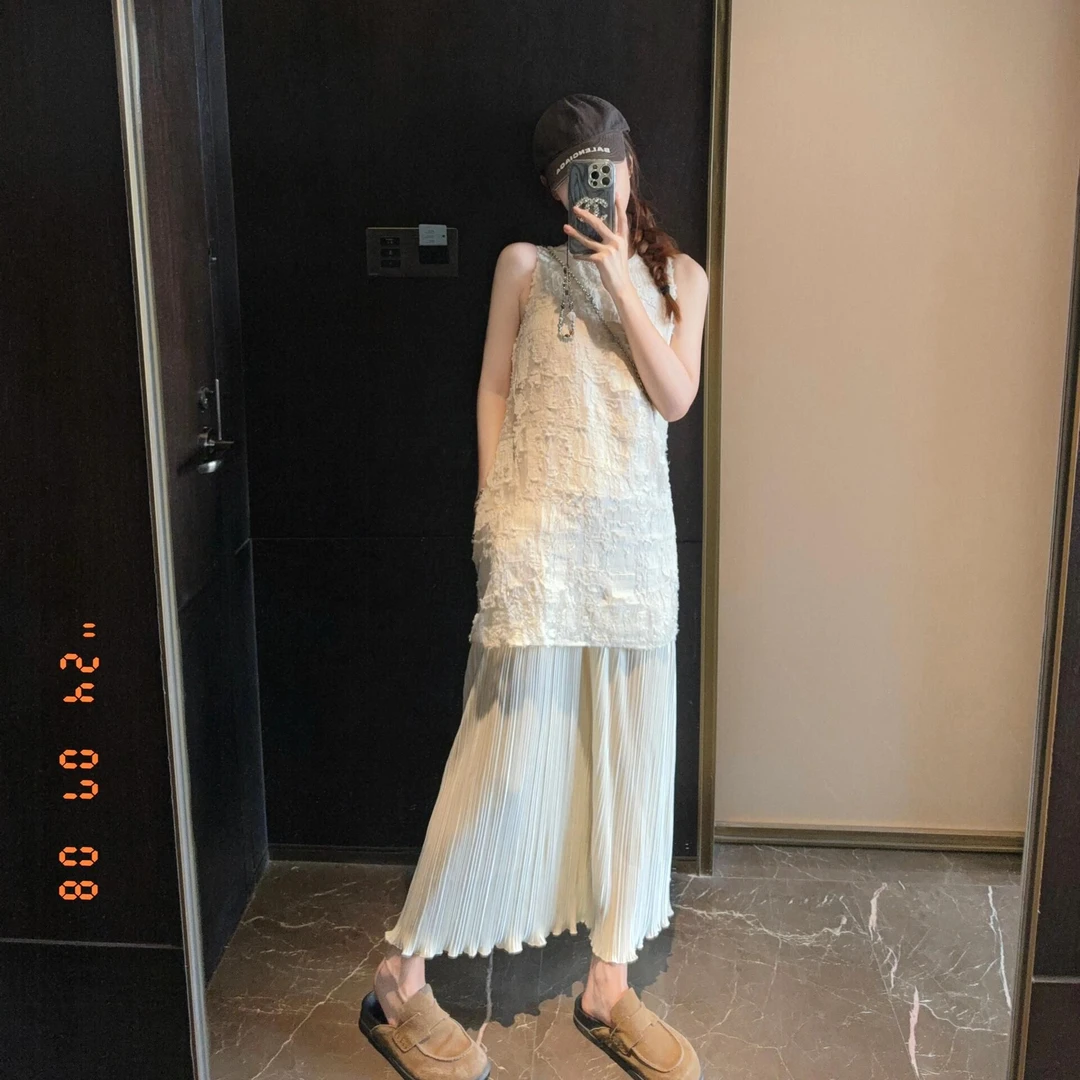 法式小众设计感无袖上衣女早春夏2025新款时尚气质中长款背心外穿