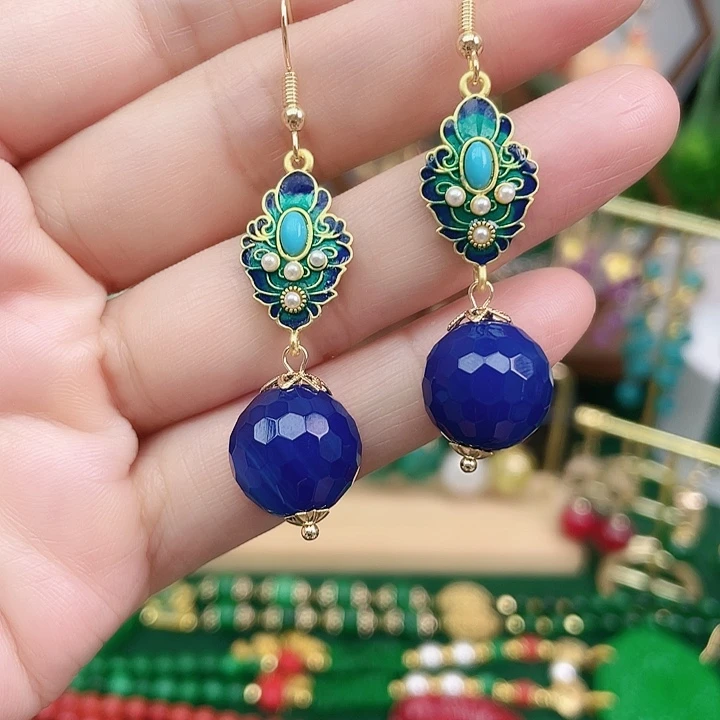 玛瑙/玉髓合金耳饰