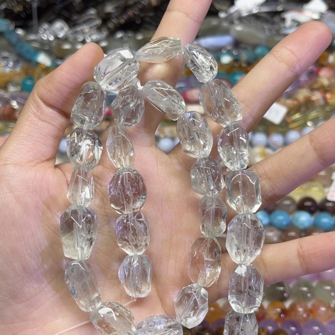 玛瑙/玉髓散珠天然绿水晶卡12长条38厘米