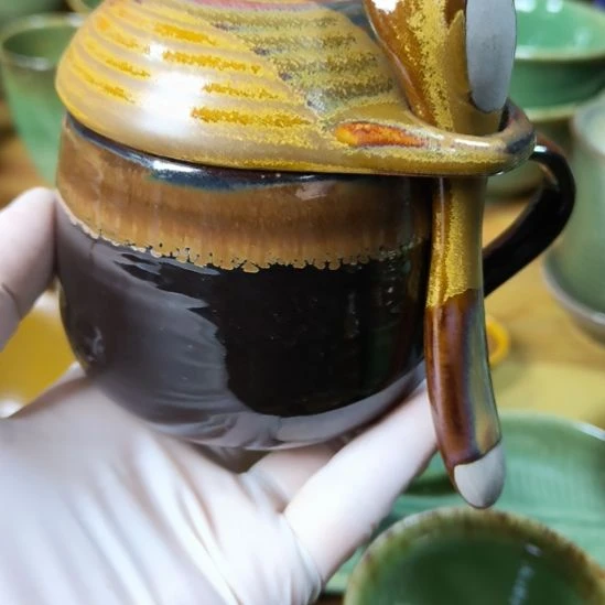 落***泉瓷片磁州窑五厂盘碗壶杯有瑕疵