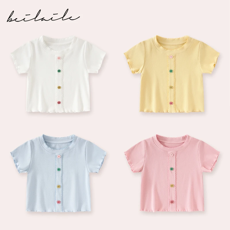 【花边圆领T恤 小洛妈咪】婴儿装男女童T恤休闲宝宝短袖T打底衫C21