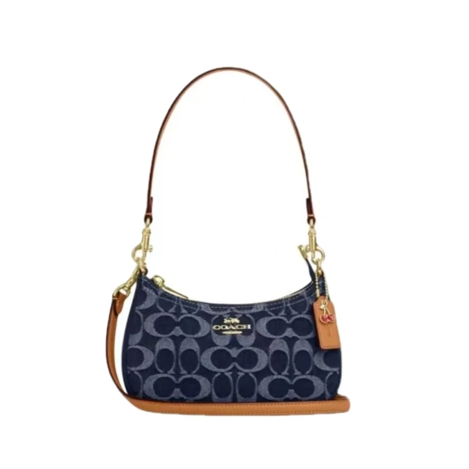 COACH/蔻驰 CY735 IMTAM TERI 迷你丹宁蓝色斜挎包 19*5.5*12.5