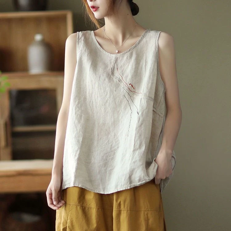 【现货+运费险】吊带背心女新款棉麻大码宽松薄款上衣短袖T恤女Y200