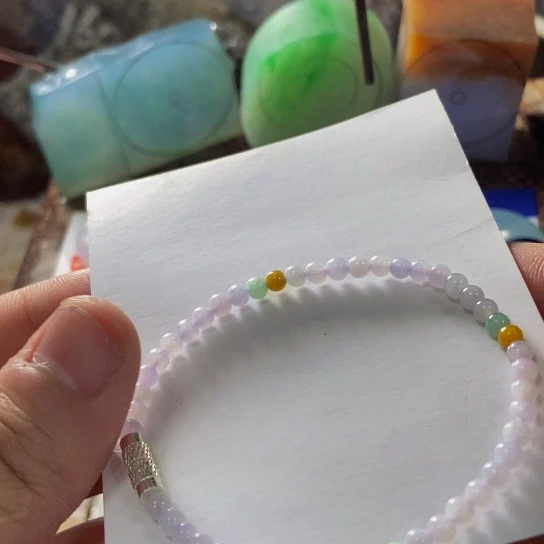 未镶嵌挂件翡翠a货翡翠手链成品卡2-4mm