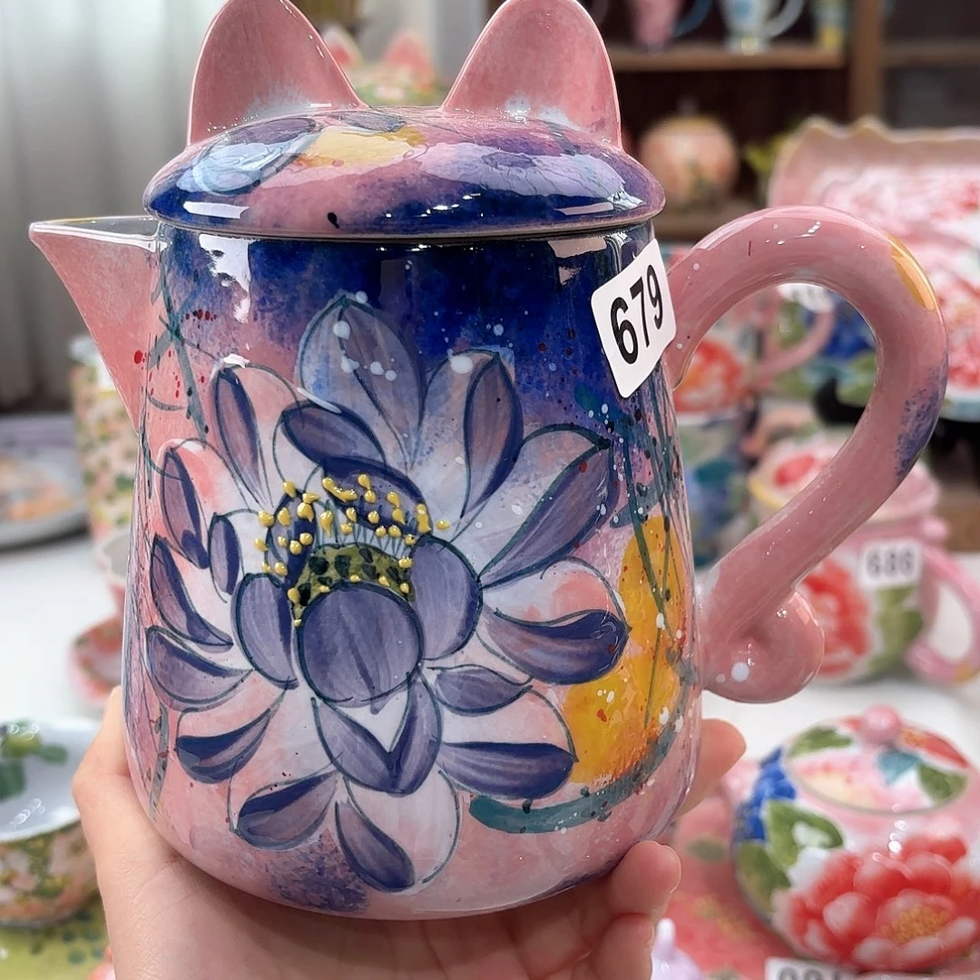 景德镇手绘高温釉下彩陶瓷茶具