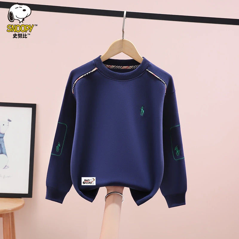 史努比男童卫衣秋冬装2025新款洋气中大童男孩休闲圆领长袖打底衫