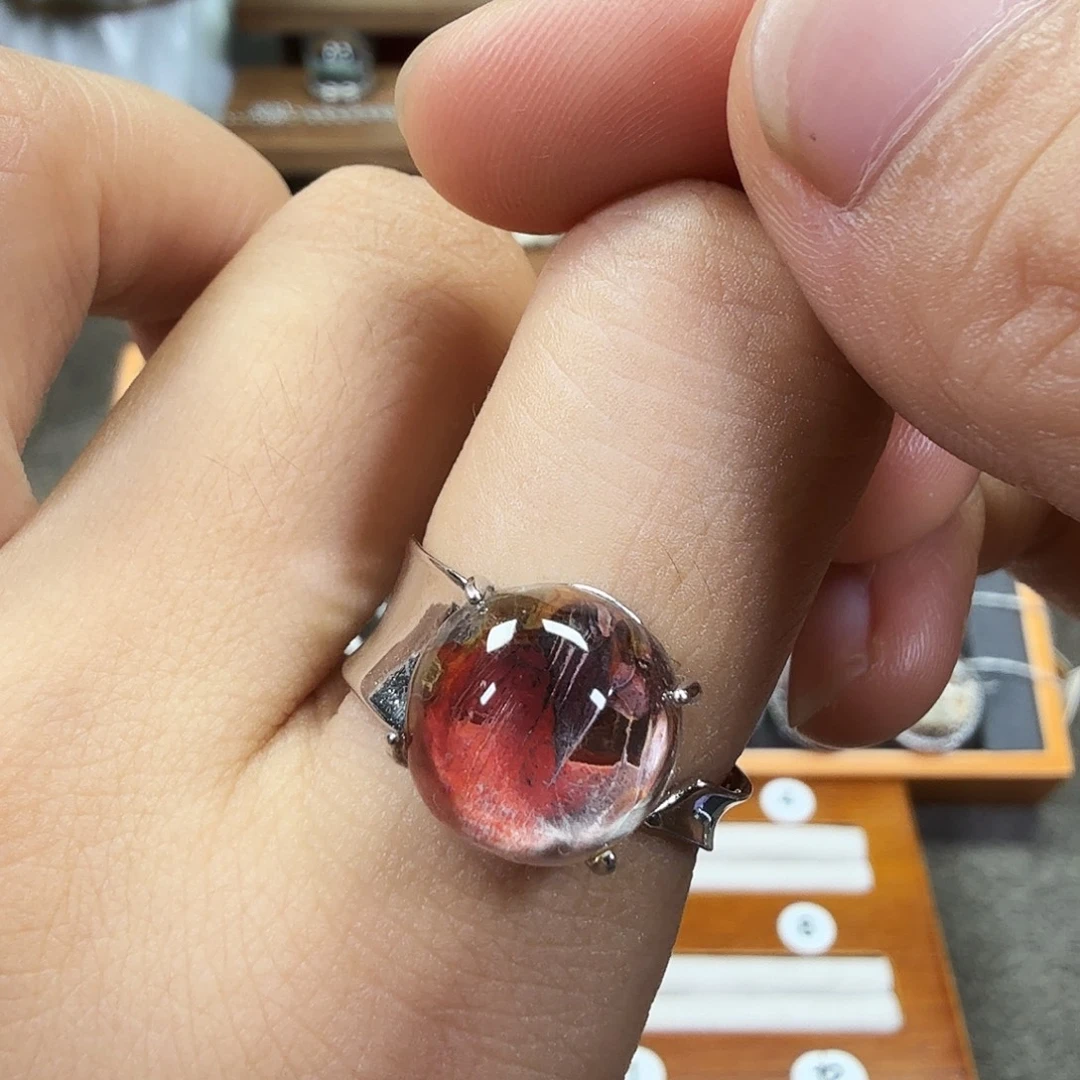 银S925镶嵌戒指水晶