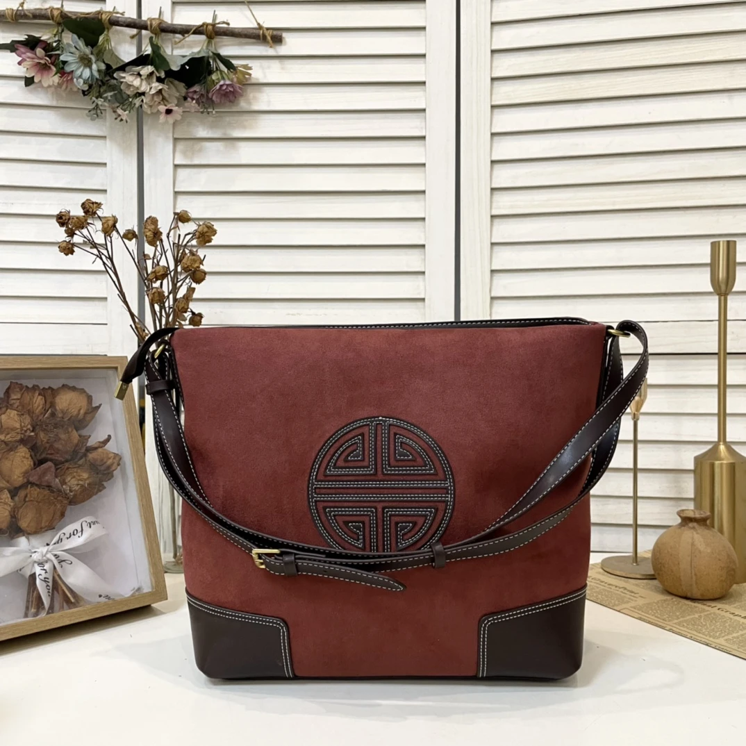 蒙古元素鹿皮绒民族风包包时尚百搭红色休闲