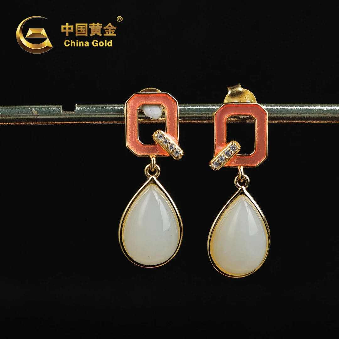 【中国黄金】璃偌 | 和田玉*耳饰*S925银镶嵌-R1700-Y