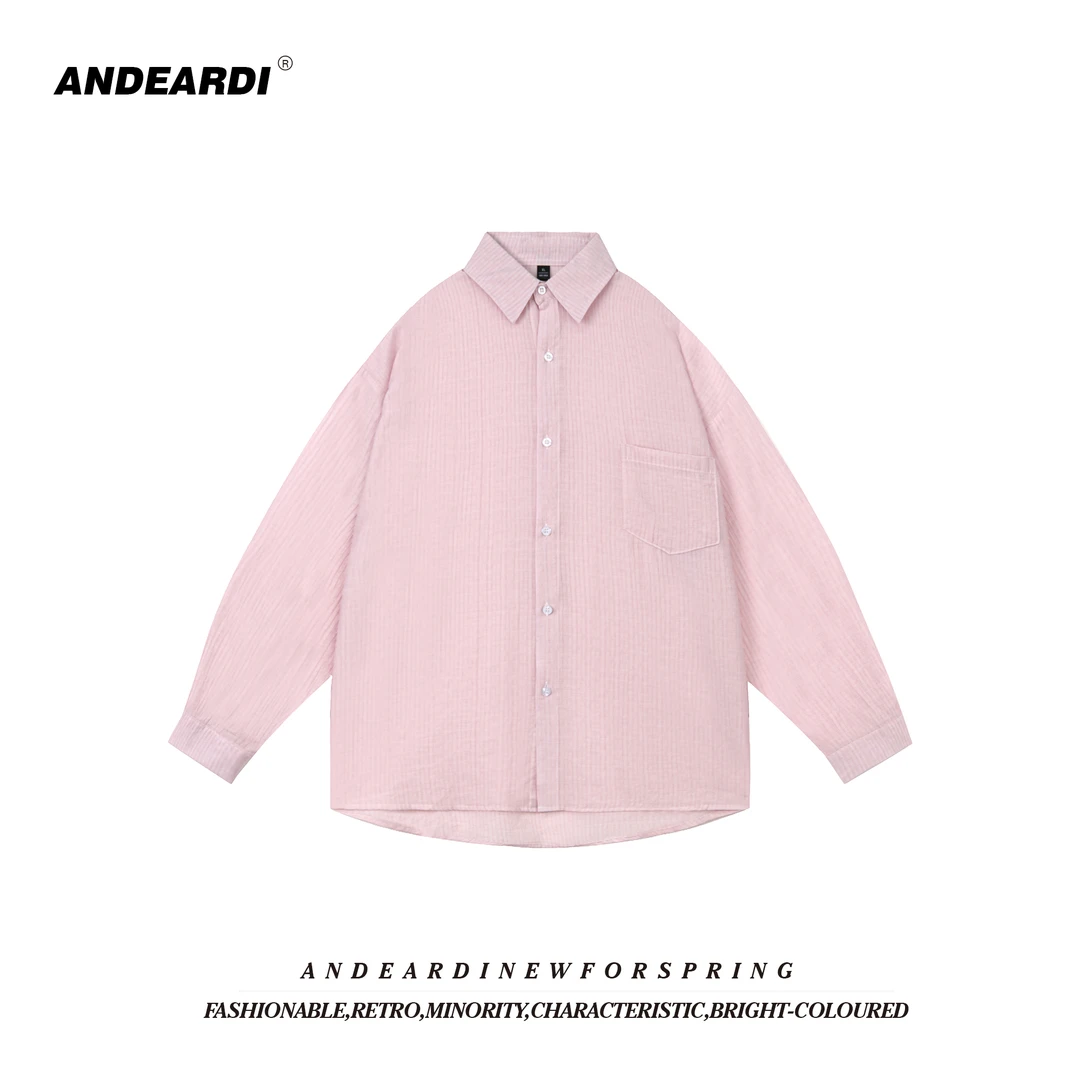 ANDEARDI纯色百搭长袖衬衫休闲春季衬衣