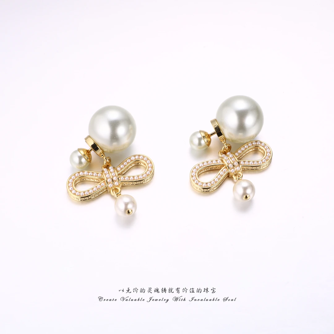 KindGem 时尚珠珠蝴蝶结轻奢耳环 RCH-C-32337