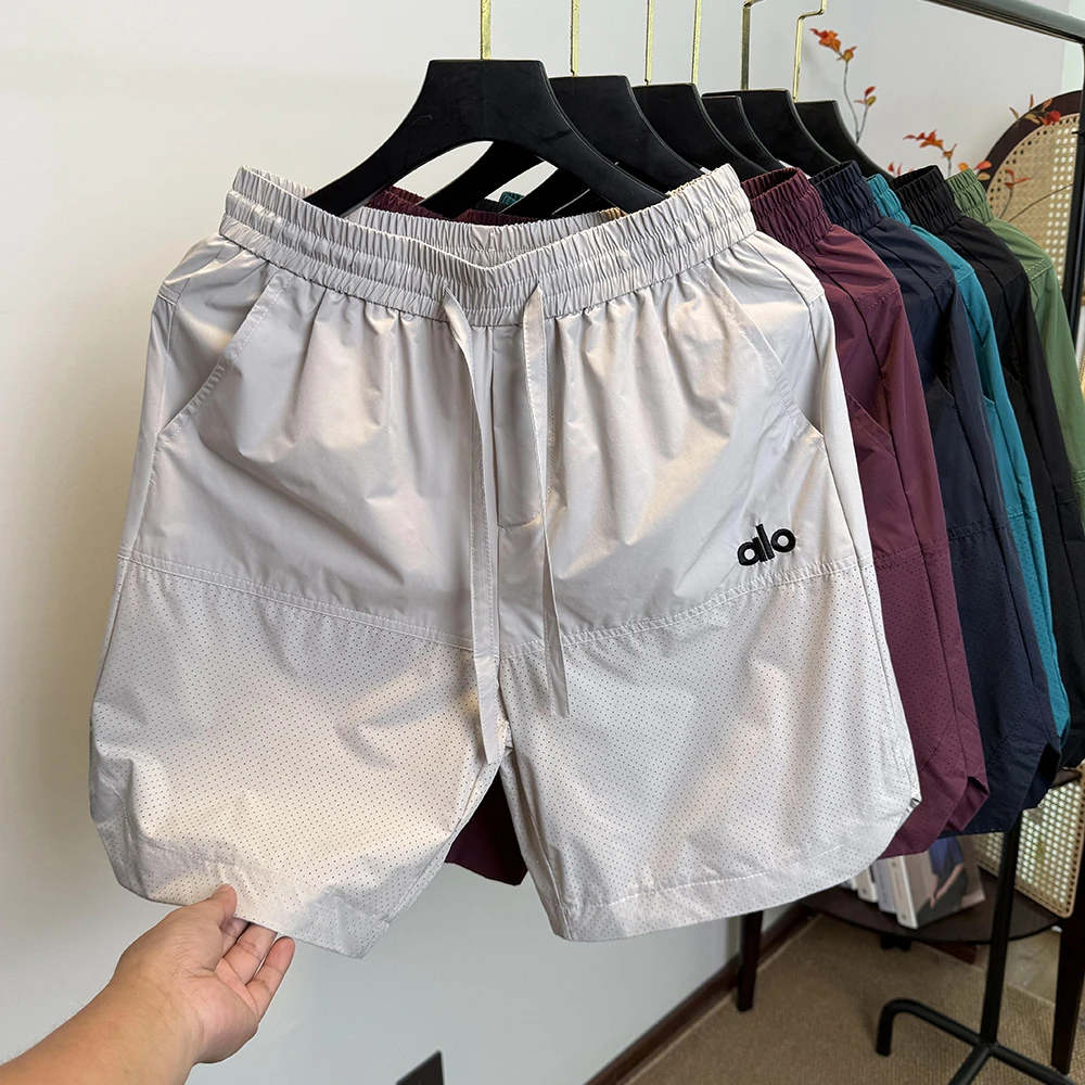 网眼速干5分短裤男款夏季冰丝凉感刺绣裤子运动休闲五分半截中裤