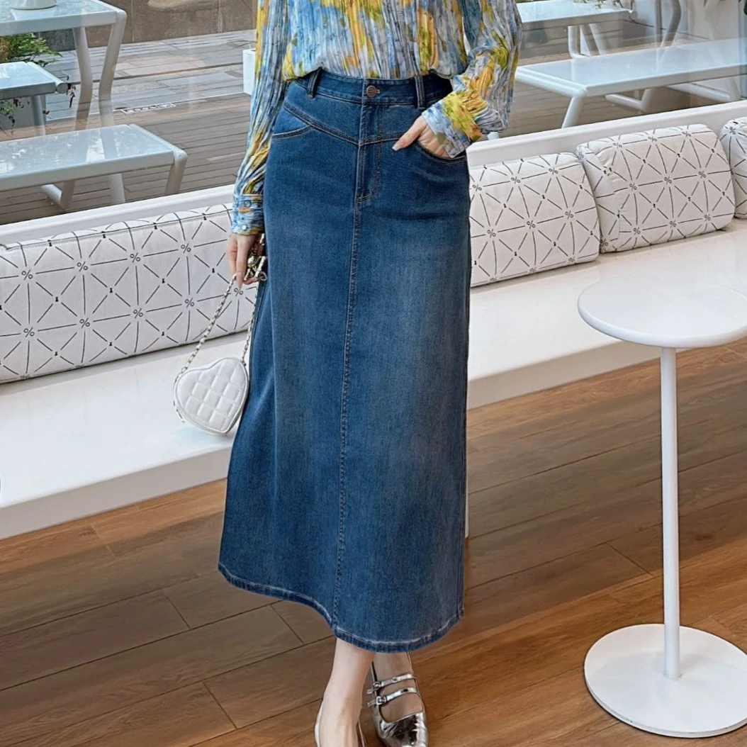 GIRDEAR/哥弟【牛仔假日】冬季加绒气质牛仔高腰显瘦半身裙 1200370