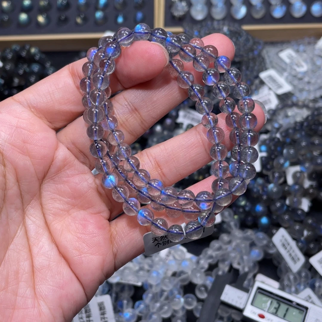 月光石手链未镶嵌大****?灰月光多圈手链6.3m