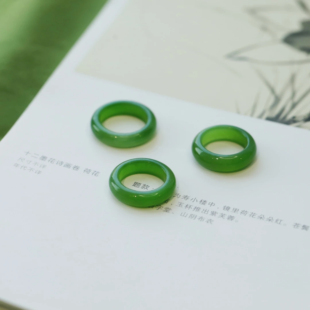 麦麦【逸竹】天然和田玉碧玉  戒指  多样性发其一