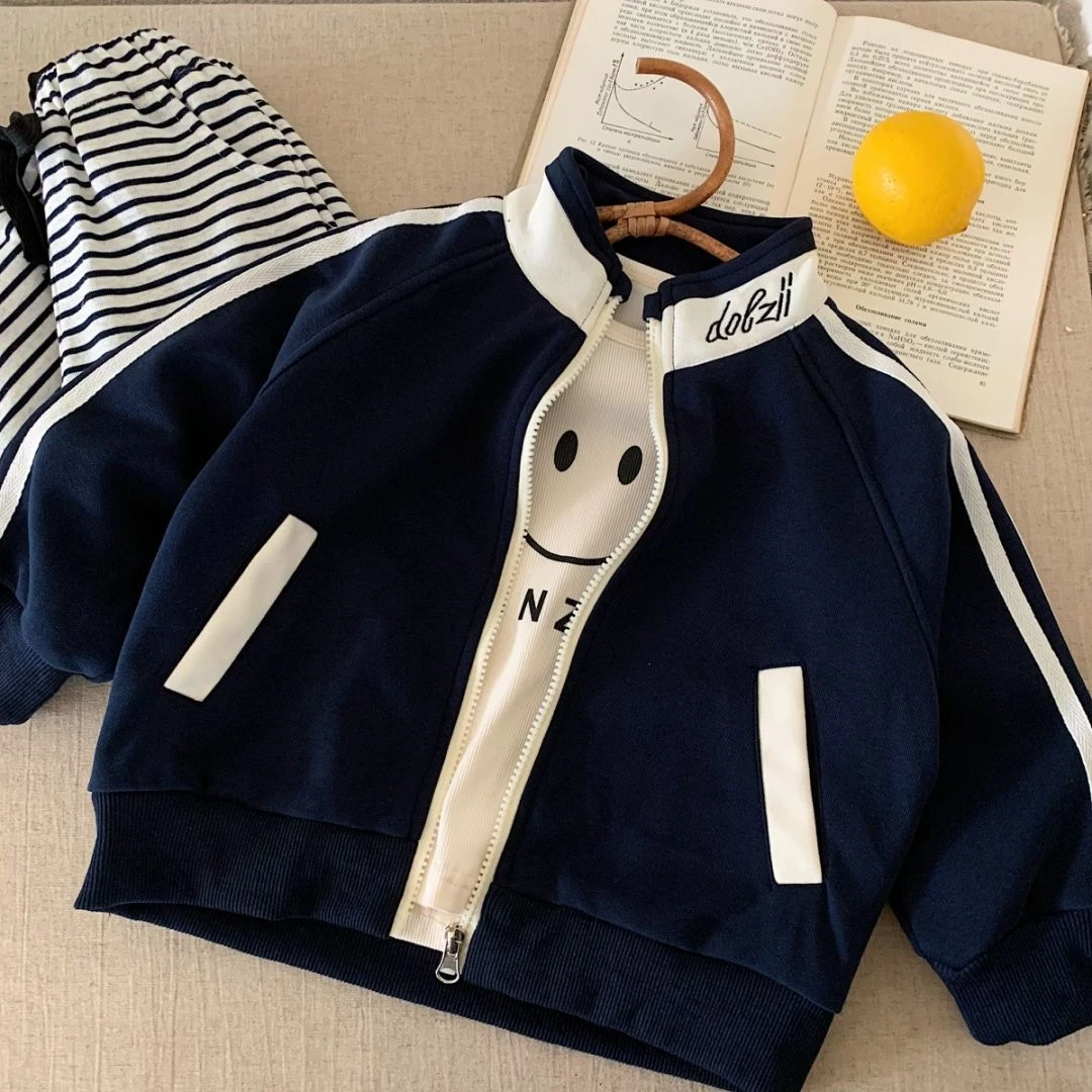 男童外套卫衣儿童春秋立领潮酷痞帅童装1-3岁女童2025新款男宝宝