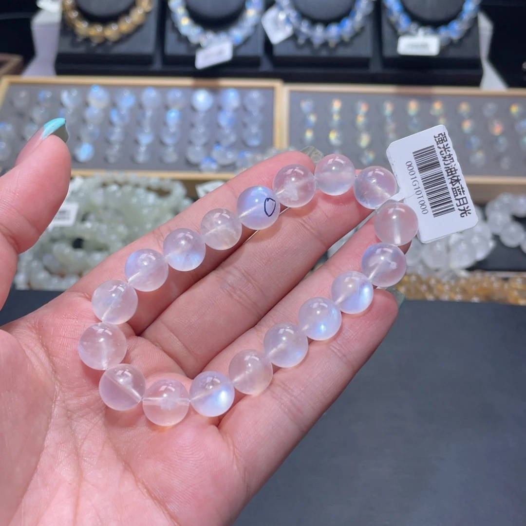 百****长石手链未镶嵌蓝月光手链11mm
