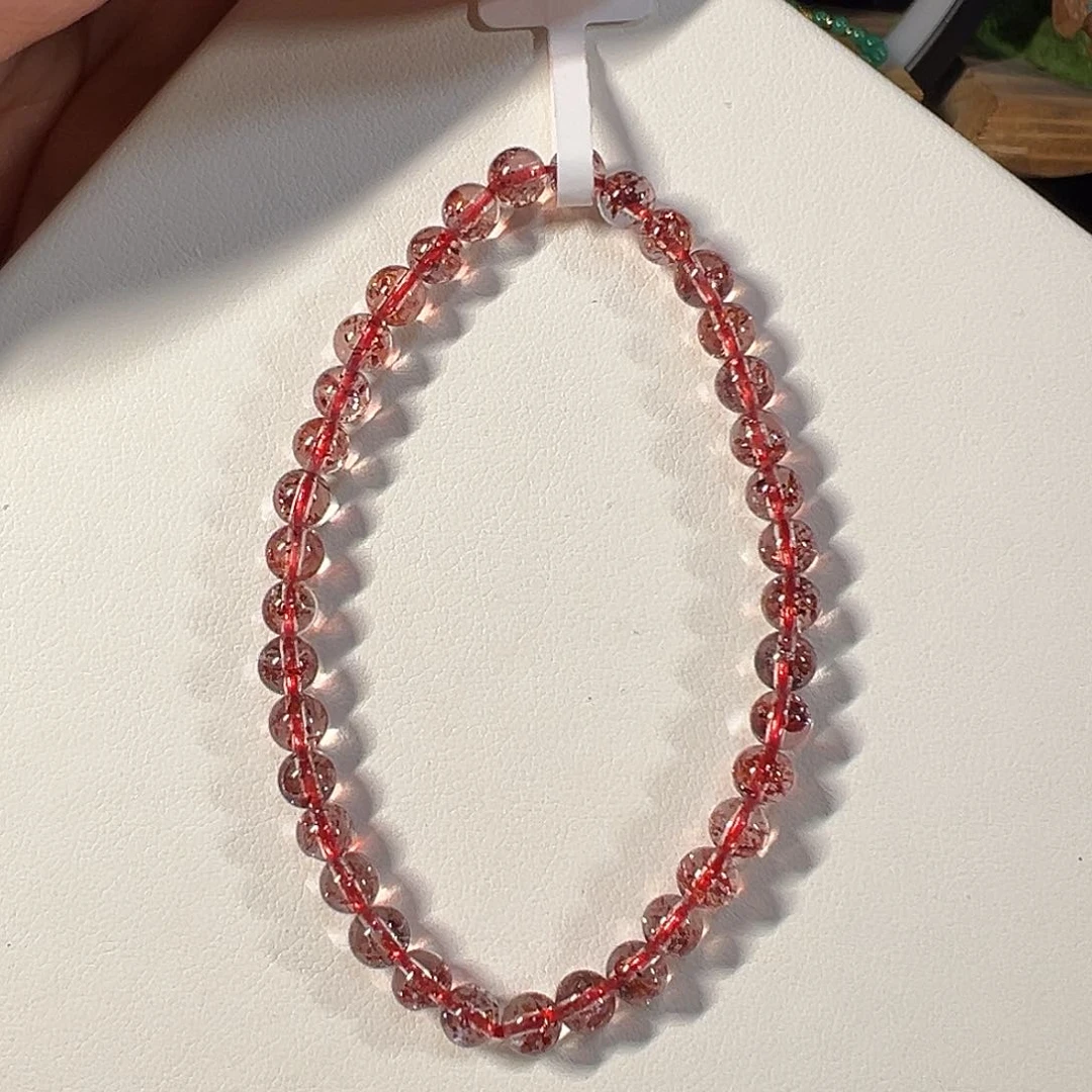 水晶手串未镶嵌巴西金草莓4.8mm透体单圈手串